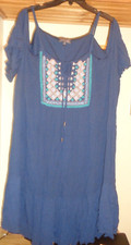 LUXOLOGY NAVY EMBROIDERED COLD SHOULDER DRESS NEW SZ 18
