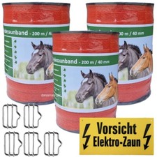 Weidezaunband 40 mm  12 Niro +5 Verbinder+1 Warnschild  600 m orange