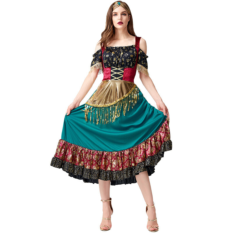 Disfraces de Flamenca Vestidos Gitanos Juegos con disfraces Adivina Mujeres Conjunto Vestido de Halloween