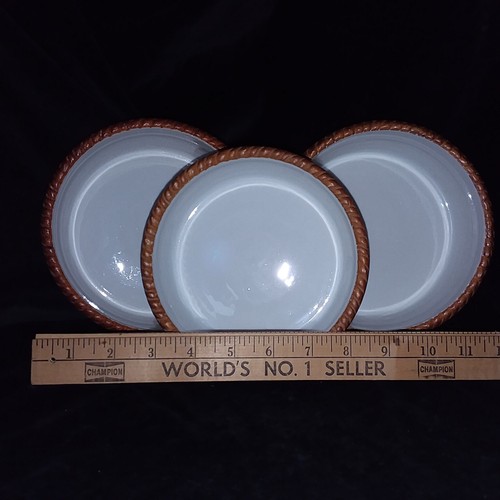 3 Brown Pilivite Pillivuyt Porcelaines Mehun France Soufflé Rope Edge - Picture 7 of 9