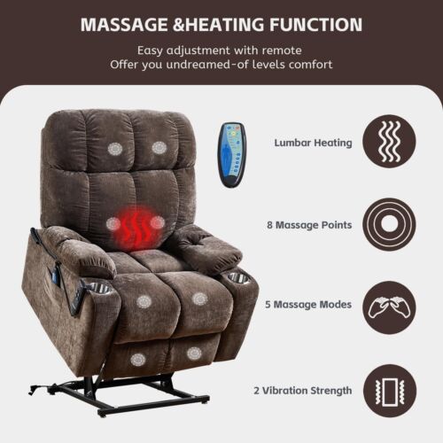 Large Power Lift Electric Recliner Chair with Massage and Heat for Elderly - Picture 31 of 33