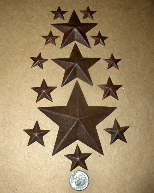 Rustic Tin Mini Stars 14 Piece Assortment Package For Sale Online