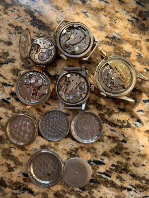 Vintage Watch Lot: Election, Lip R23C, E.Borel,Tell,JCS Etanche FOR PARTS/REPAIR