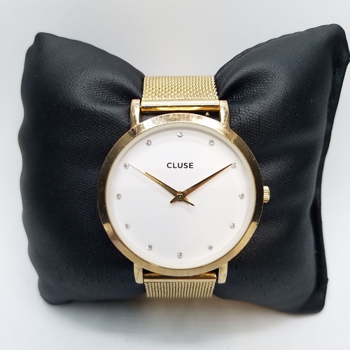 CLUSE White Dial Diamond Markers Gold Tone Stainless Steel Watch