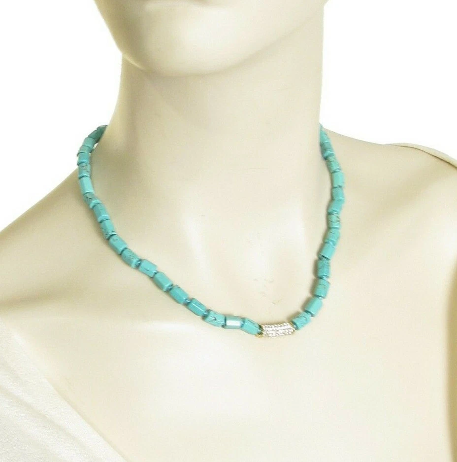 NUEVO Collar Michael Kors 'Seaside Luxe' Turquesa Cuentas Tono Dorado Foto 3 de 4