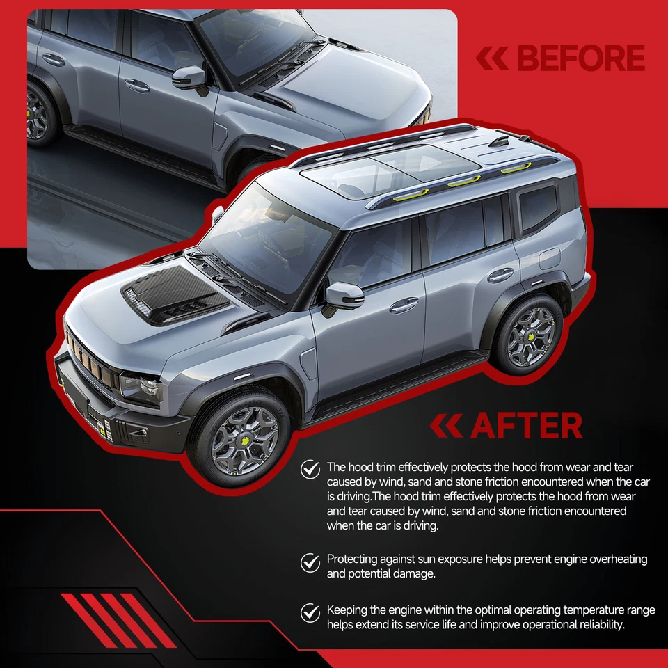 For Toyota Corolla Carbon Car Air Flow Intake Hood Scoop Vent Turbo Bonnet Cover - Image 4 of 4