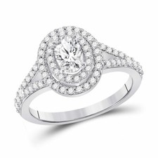 14kt White Gold Oval Diamond Bridal Wedding Engagement Ring 1 Ctw Certified 