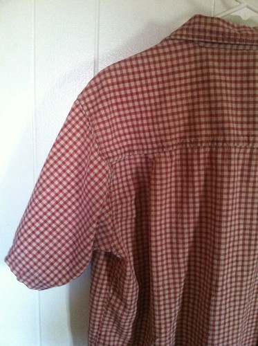 MENS METRO ONE BUTTON UP SHIRT TAN RED CHECK MEDIUM - Picture 8 of 11