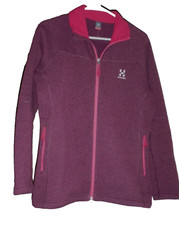 Haglofs Fleece Swook Jacket Full Zip Size Large L Women's Euc Purple With Pink