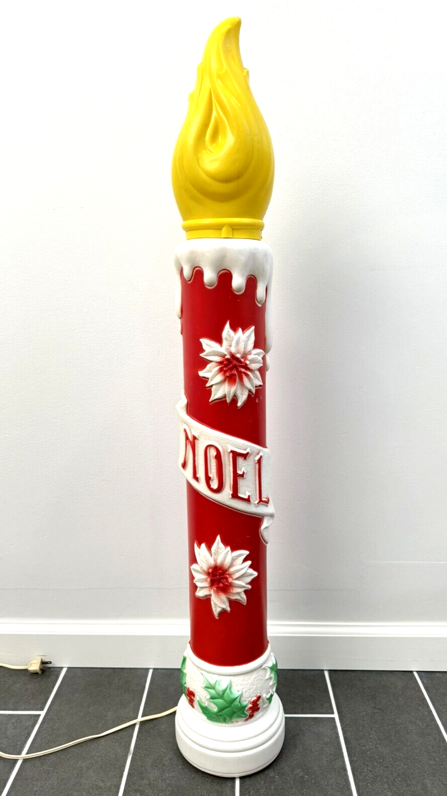 Vintage Blow Mold Christmas CANDLE Empire Noel 38” 1973 Works Holiday