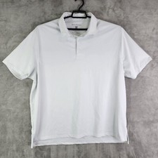 Mens White Hickey Freeman Polo Shirt Polyester Stretch Short Sleeve Size XXL