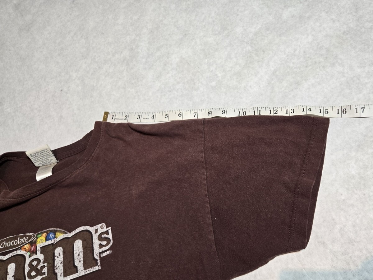 M&Ms Mens L / XL Brown T- Shirt Milk Chocolate Graphic Print Front 