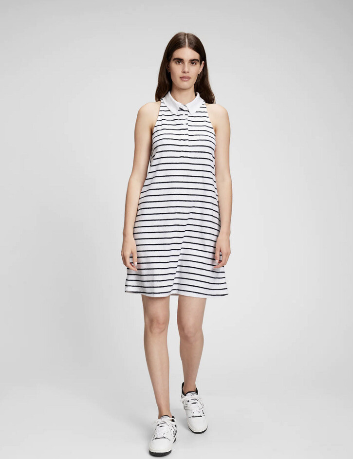 GAP NWT Tall Towel Terry Halter Polo Dress - Navy/White - Size Large Tall |  eBay