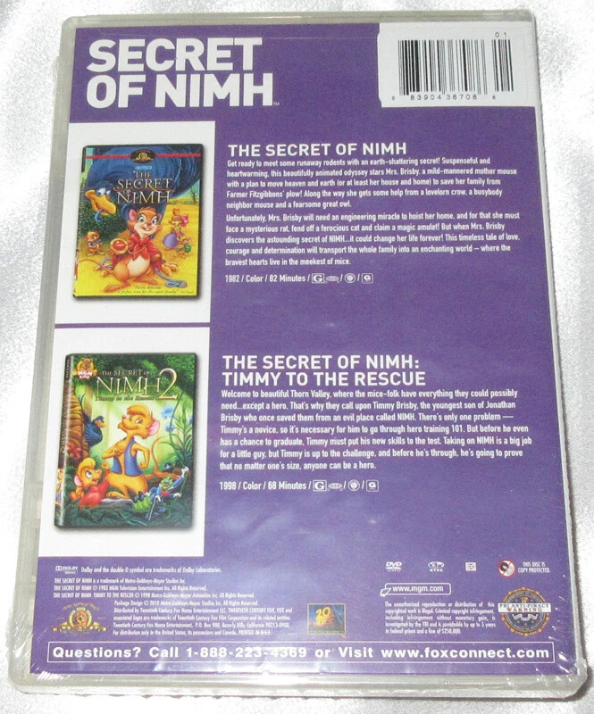 The Secret of NIMH + Timmy To The Rescue DVD Double Feature (New)  80s Animated - Image 2 of 2