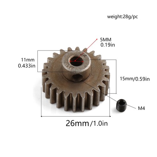 24T 1.0M 5mm Welle Motor Getriebe für TRAXXAS Maxx 6494X 1/10 RC Crawler Car - Bild 8 von 8
