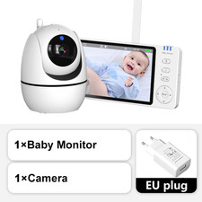 5 Inch Video Baby Monitor Camera PTZ Zoom Temperature Sensor Lullaby Security