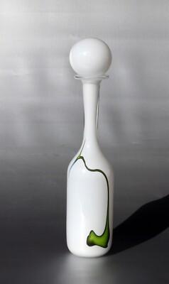 Glashaus Udo Edelmann Karaffe mit Ballonstöpsel sign., H.~33,5cm ~770g ~Vintage