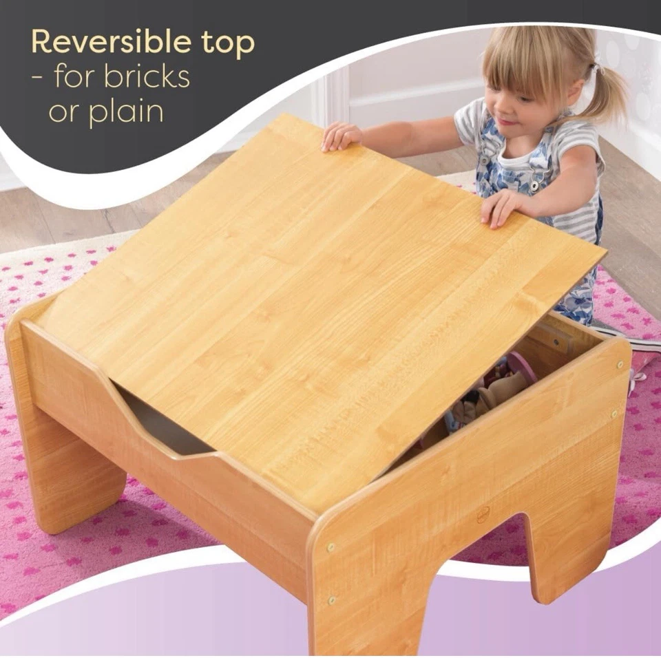 Mesa de actividades de madera reversible Kidkraft con tablero con 195 ladrillos de construcción - Foto 3 de 4