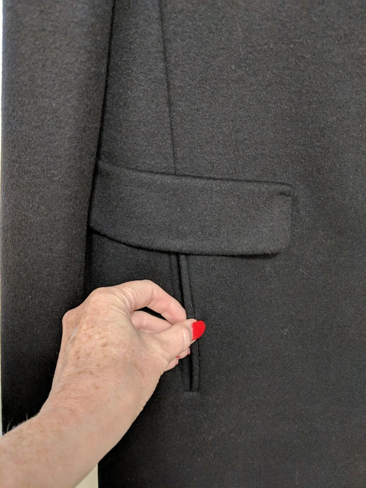 Abrigo de andador DKNY para mujer negro con cuello de piel sintética mezcla de lana talla 18 se adapta a más $325 Foto 2 de 4