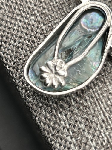 Vintage Genuine Pearl with Larimar, Paua and Blue Topaz Pendant, in 925 Silver - Foto 9 di 11