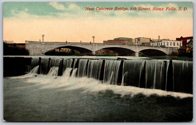 #ad Newly Built Concrete Bridge 8th Street SIOUX FALLS SD ANTIQUE Postcard $12.70