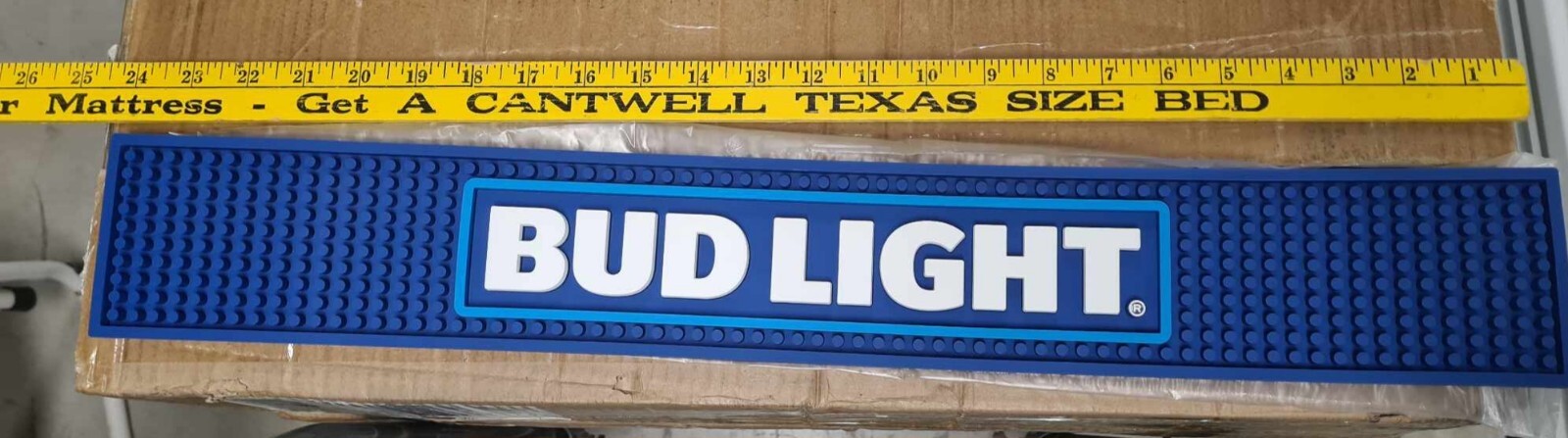 Bud Light Beer Budweiser  Rubber Bar Rail Runner Pour Spill Mat 24" x 3" NEW