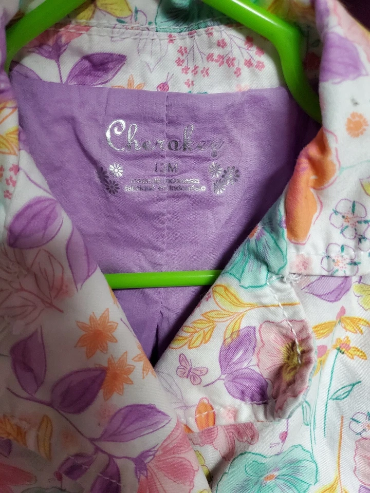 CHEROKEE Talla 12m Niñas Ligero Multicolor Floral Primavera Chaqueta Gabardina Foto 3 de 4