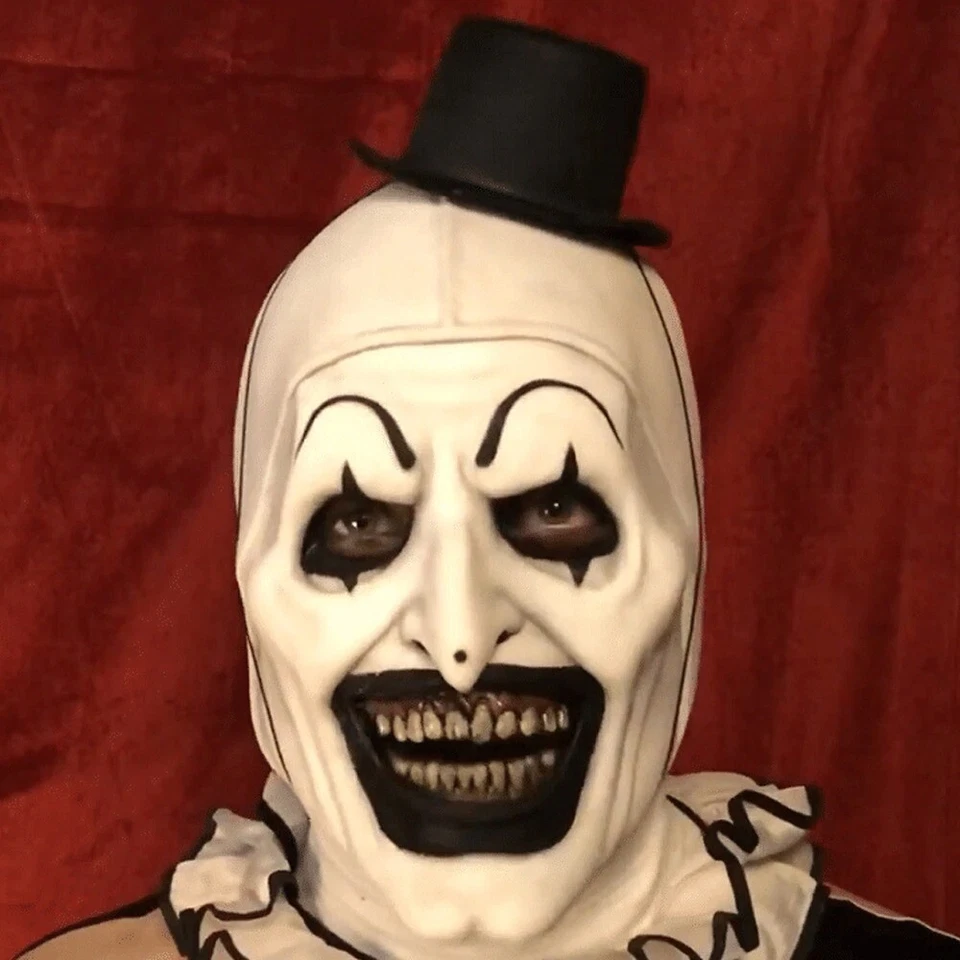 Black Hat Joker Mask Terrifier Art The Clown Cosplay Latex Mask Halloween Props - Image 3 of 4
