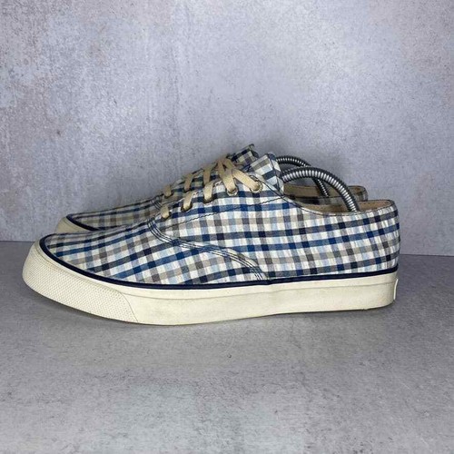 Plaid Casual Shoes Size 10M Blue Cream 