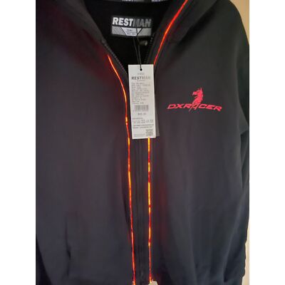 Restman DXRacer Red Light Up Gaming Hoodie by Restman Sz. L NWT