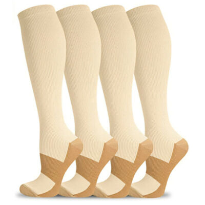 3 Pairs Closed Toe Socks Knee High Compression Socks 20-30 mmHg Medical Grade- 