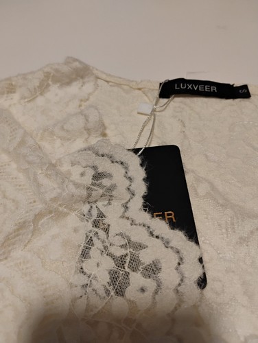 Luxveer Womans Lace Blouse Long Sleeve Size S Cream Super Soft NEW - Picture 5 of 6