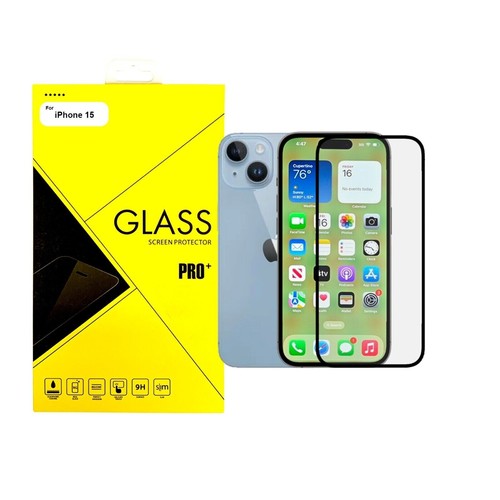 Protector de pantalla de vidrio templado cubierta completa para teléfono Apple iPhone 15 - Imagen 4 de 24