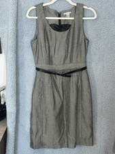 H&M Brown & Black Pencil Zip Up Womens Sleeveless Belted Dress Sz 8