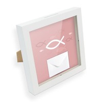 Itenga Bilderrahmen Spardose Geldgeschenk Fisch Rosa Kommunion Konfirmation