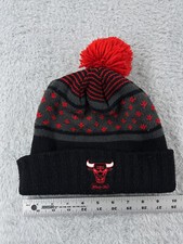 Chicago Bulls Beanie Toque Adult One Size Gray Red Acrylic Mitchell And Ness Pom