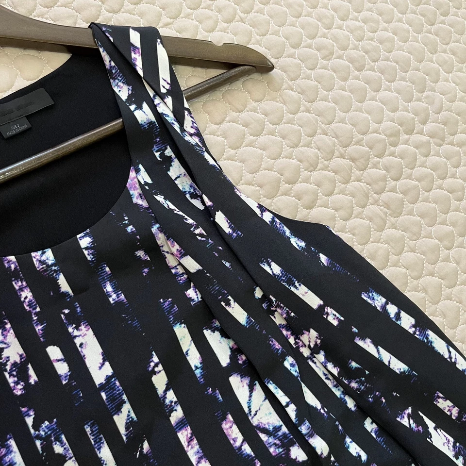 NUEVO SIN ETIQUETAS BLUSA SIN MANGAS ALEXANDER WANG seda cuello redondo/dobladillo sin mangas rayas abstractas 2 Foto 3 de 4