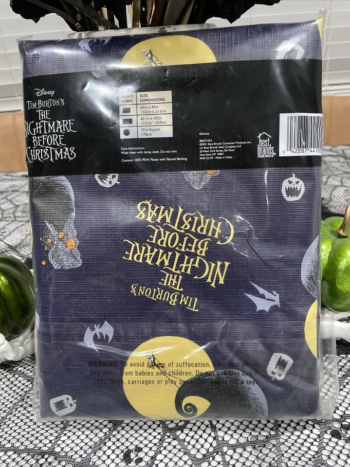 🎃 Mantel Vinilo Disney Pesadilla Antes de Navidad Jack Skellington 70” Redondo Foto 2 de 2