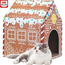 Christmas Cat Scratcher House W/ Catnip Cardboard Indoor Playhouse Cats New
