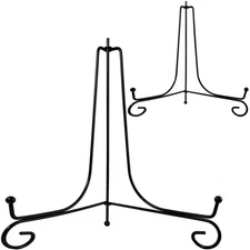 2PCS Premium Black Iron Plate Stands for Display 10 Inch Decorative Solid Met...