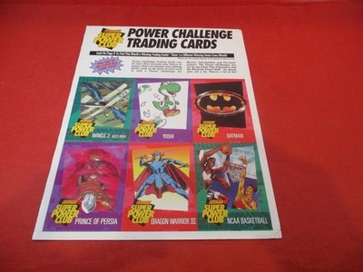 Nintendo Super Power Club Trading Card Sheet Yoshi Batman Dragon Warrior III