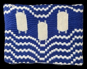 Judaica Blue & White Needlepoint Embroidery Zippered Tallit Tallis Bag