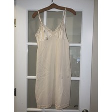 Vanity Fair beige tan sleeveless nylon strappy nightgown slip size 36