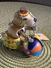 Vintage ZZ Germany Tin Toy Dog With Ball