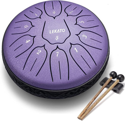 Steel Tongue Drum 6 Inch 11 Notes, Rain Drum D Major Handpan Drum for Meditation