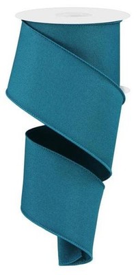 2.5 Inch Dark Teal Decorative Diagonal Weave Wired Edge Ribbon 10 Yards