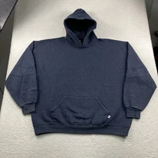 Vintage Russell Athletic Hoodie Mens XXL Blue Blank Dri Power Pullover Y2K
