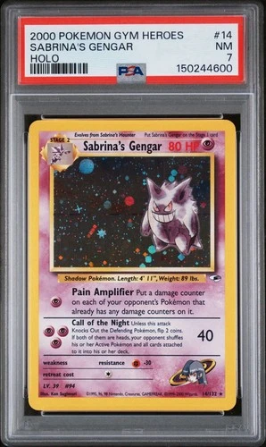 2000 POKEMON GYM HEROES #14/132 SABRINA'S GENGAR HOLO RARE PSA 7