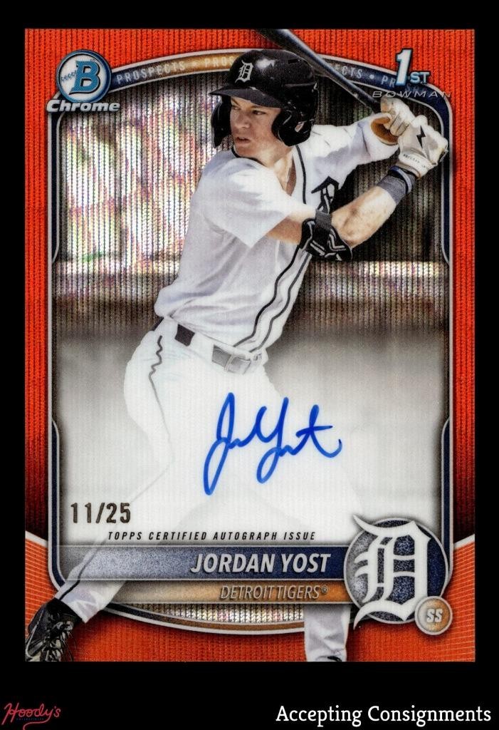 2025 Bowman Chrome Draft Orange Wave Refractor Jordan Yost 1st Rookie AUTO 11/25