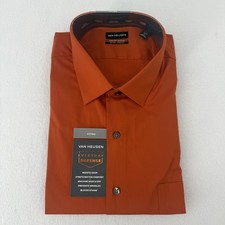 Van Heusen Everyday Defense Dress Shirt Mens XL 17-17.5 Pumpkin NWT Fitted